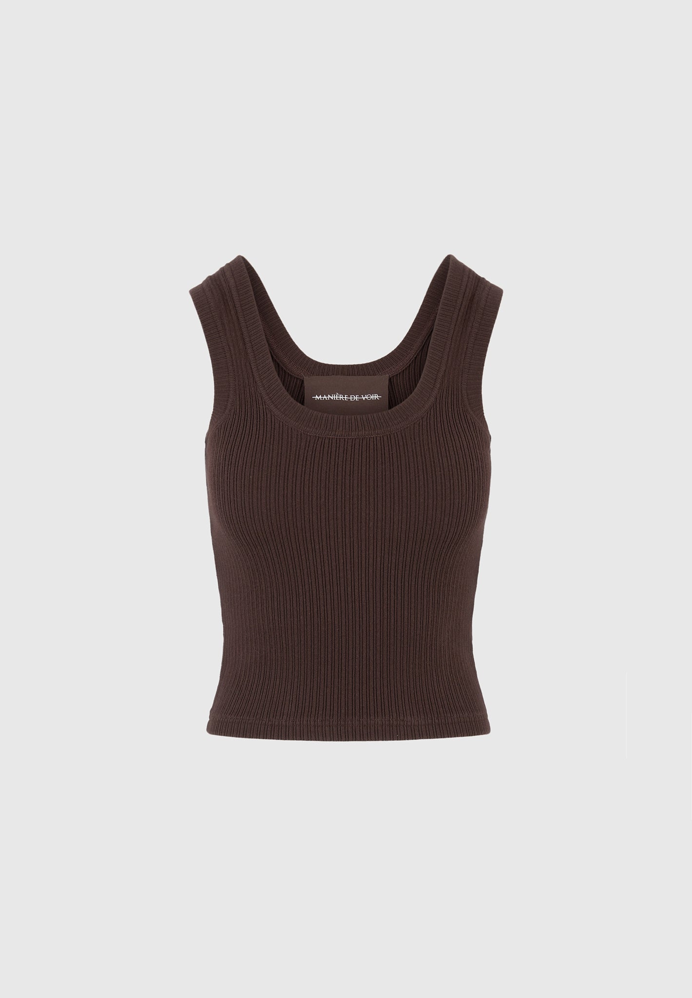 VS001 - Scoop Neck Ribbed Tank Top - Brown