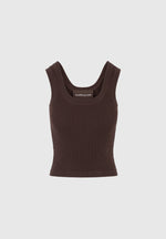 VS001 - Scoop Neck Ribbed Tank Top - Brown