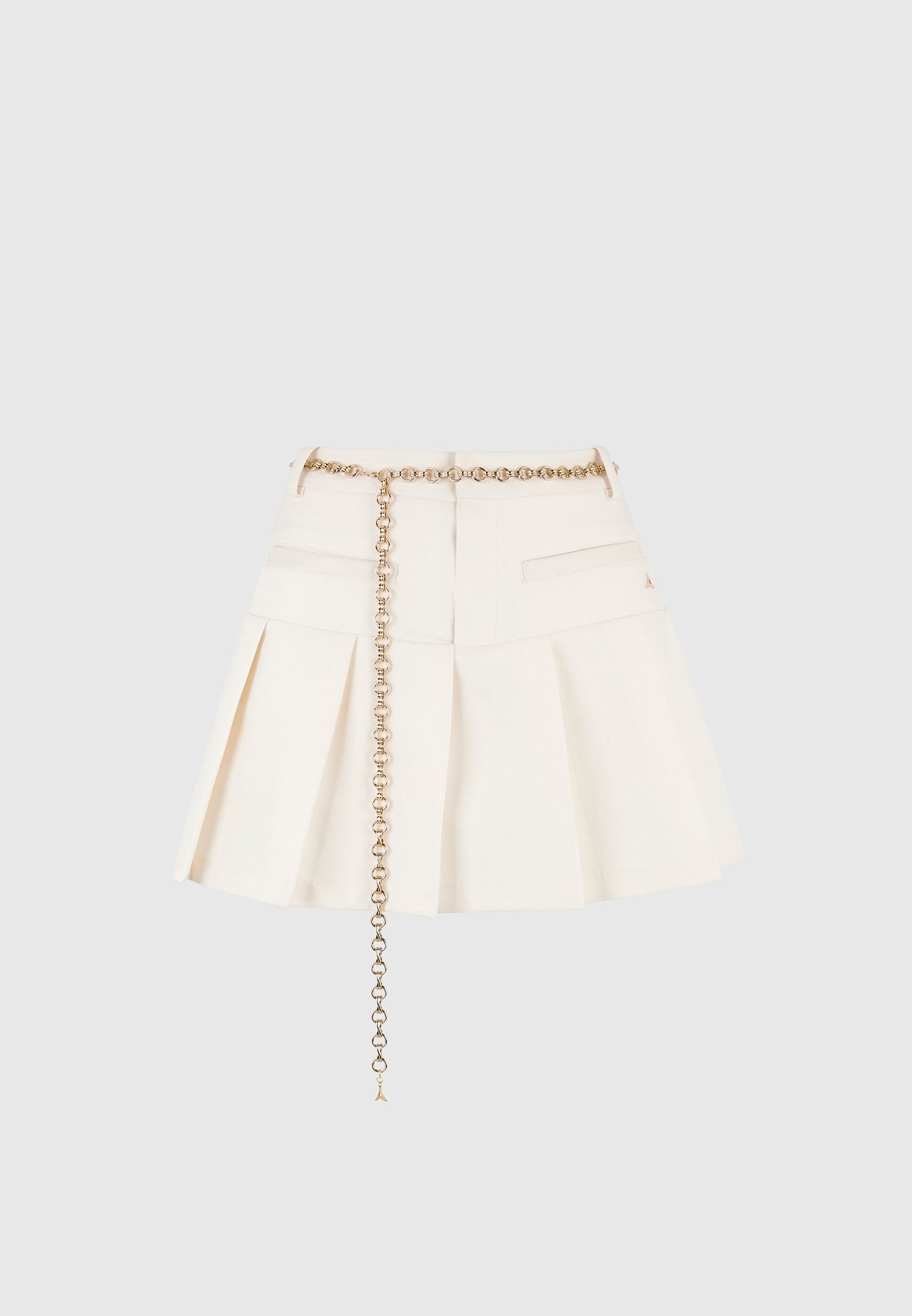 Elise - Tailored Pleated Skort with Belt - Off White
