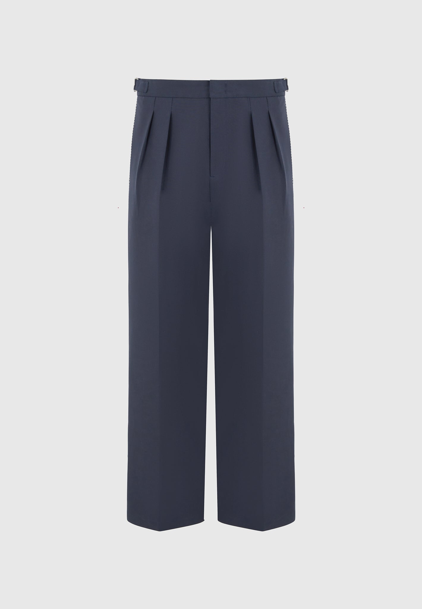Nolan - Twin Pleat Chino Pants with Stitch Detail - Navy