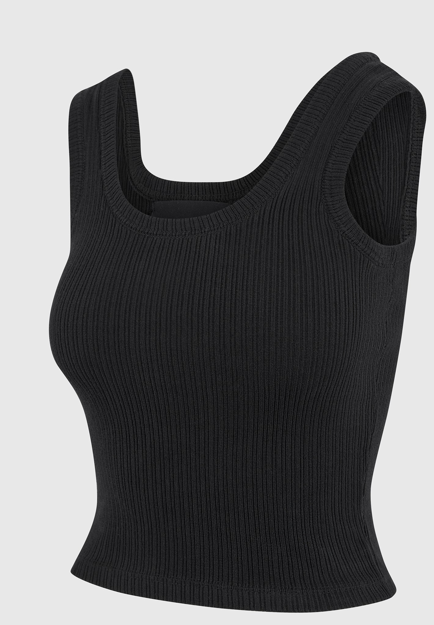 Liane - Scoop Neck Ribbed Tank Top - Black