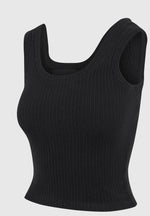 Liane - Scoop Neck Ribbed Tank Top - Black