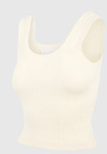 Liane - Scoop Neck Ribbed Vest - Cream