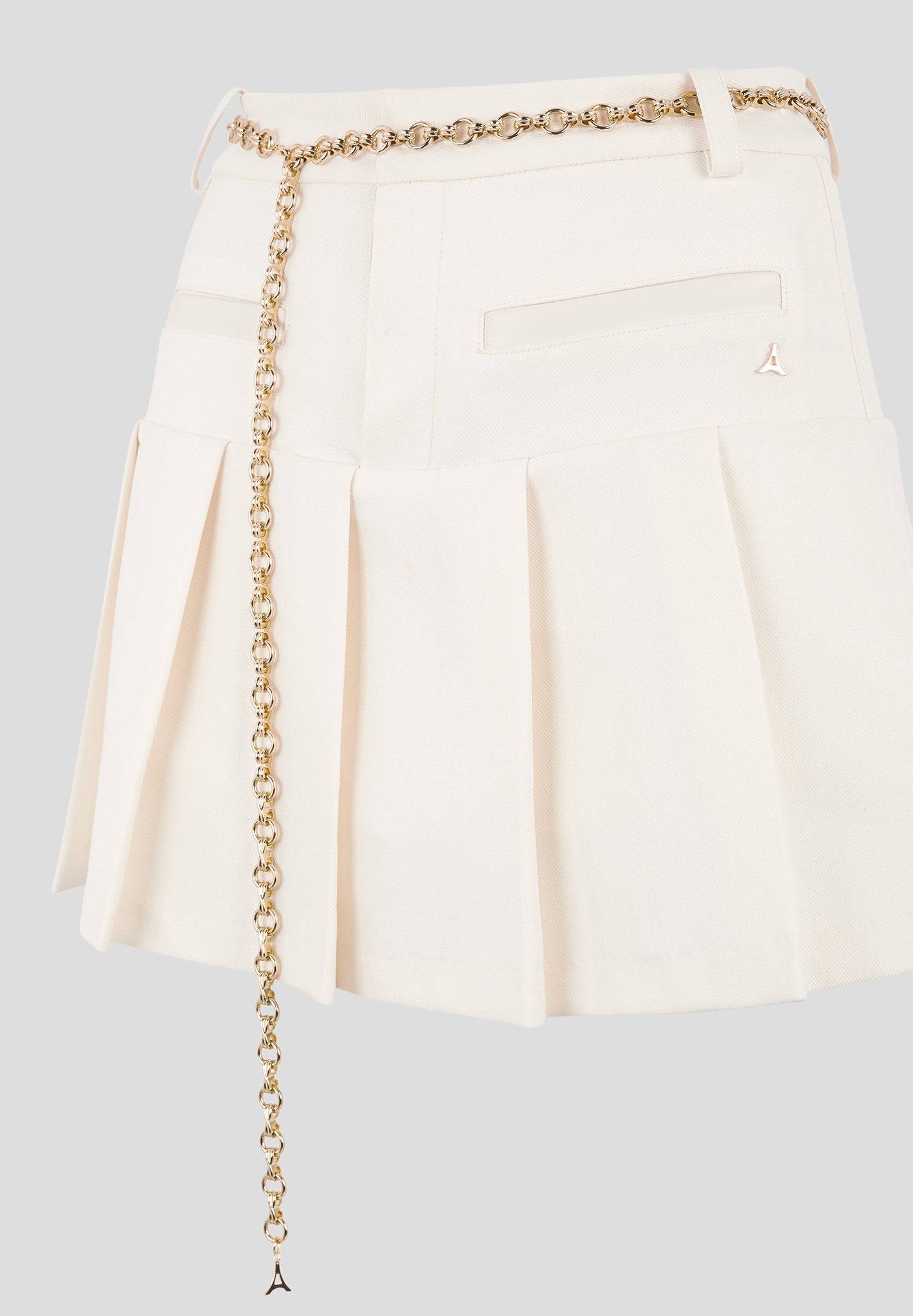 Elise - Tailored Pleated Skort with Belt - Off White
