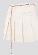 Elise - Tailored Pleated Skort with Belt - Cream