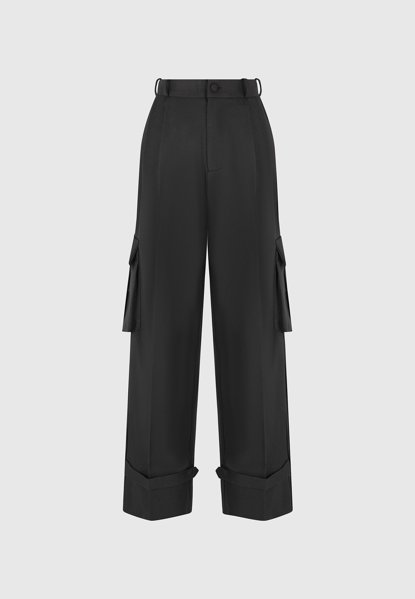 Danielle - Tailored Pleated Cargo Trousers - Black