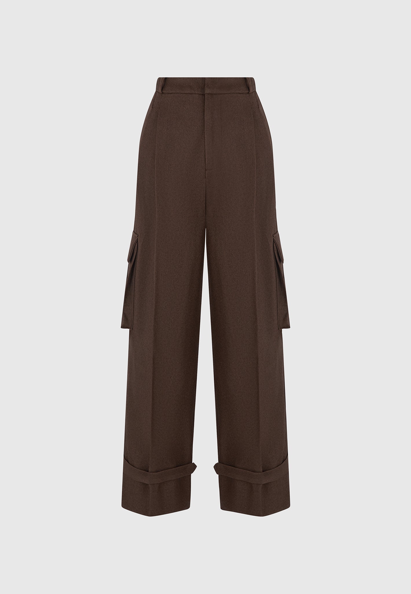 Danielle - Tailored Pleated Cargo Trousers - Brown