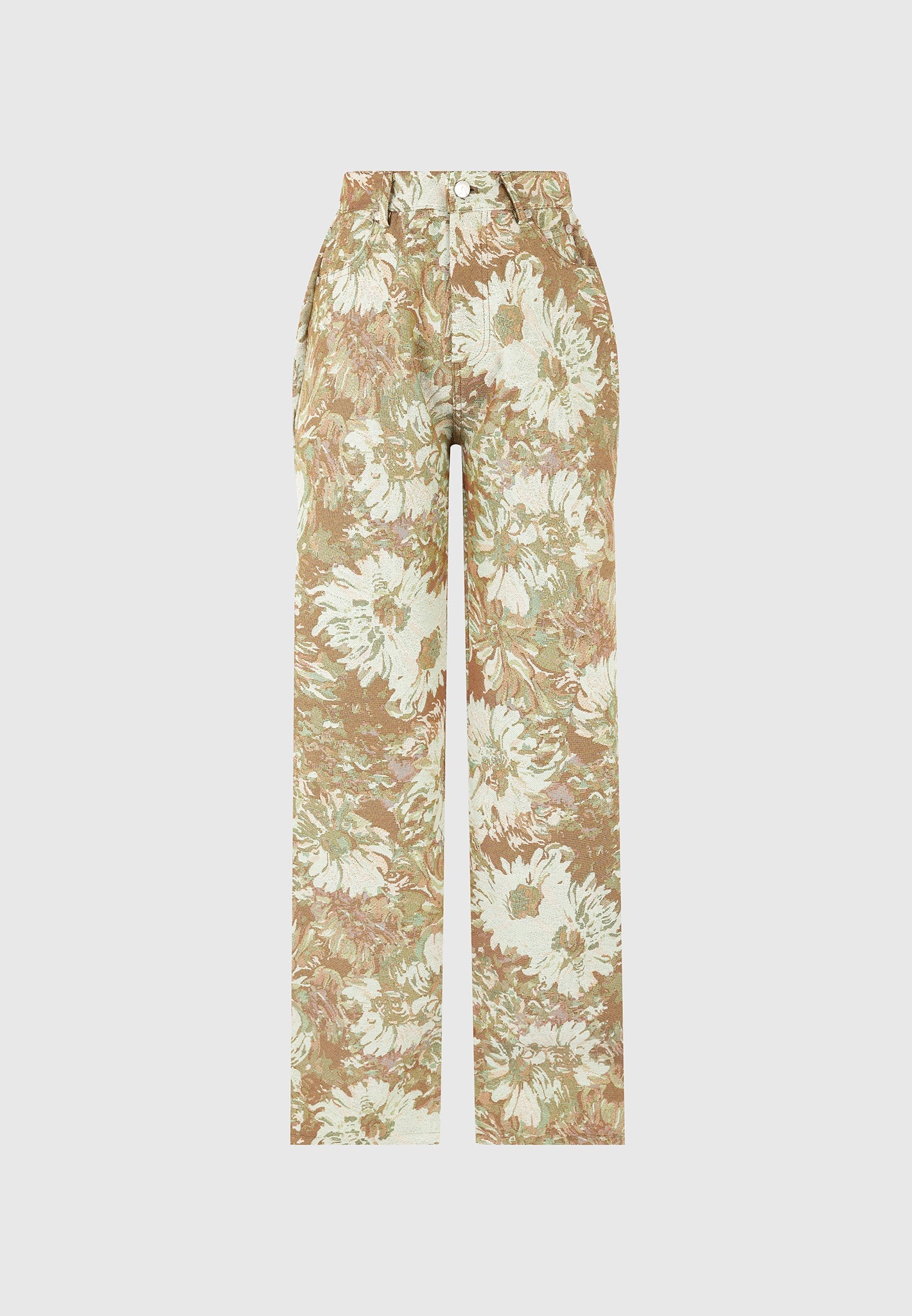 Gia - Jacquard High Rise Straight Leg Jeans - Sage