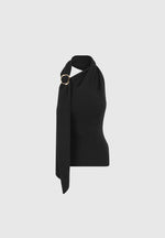Elodie - Knitted Draped Halterneck Top - Black