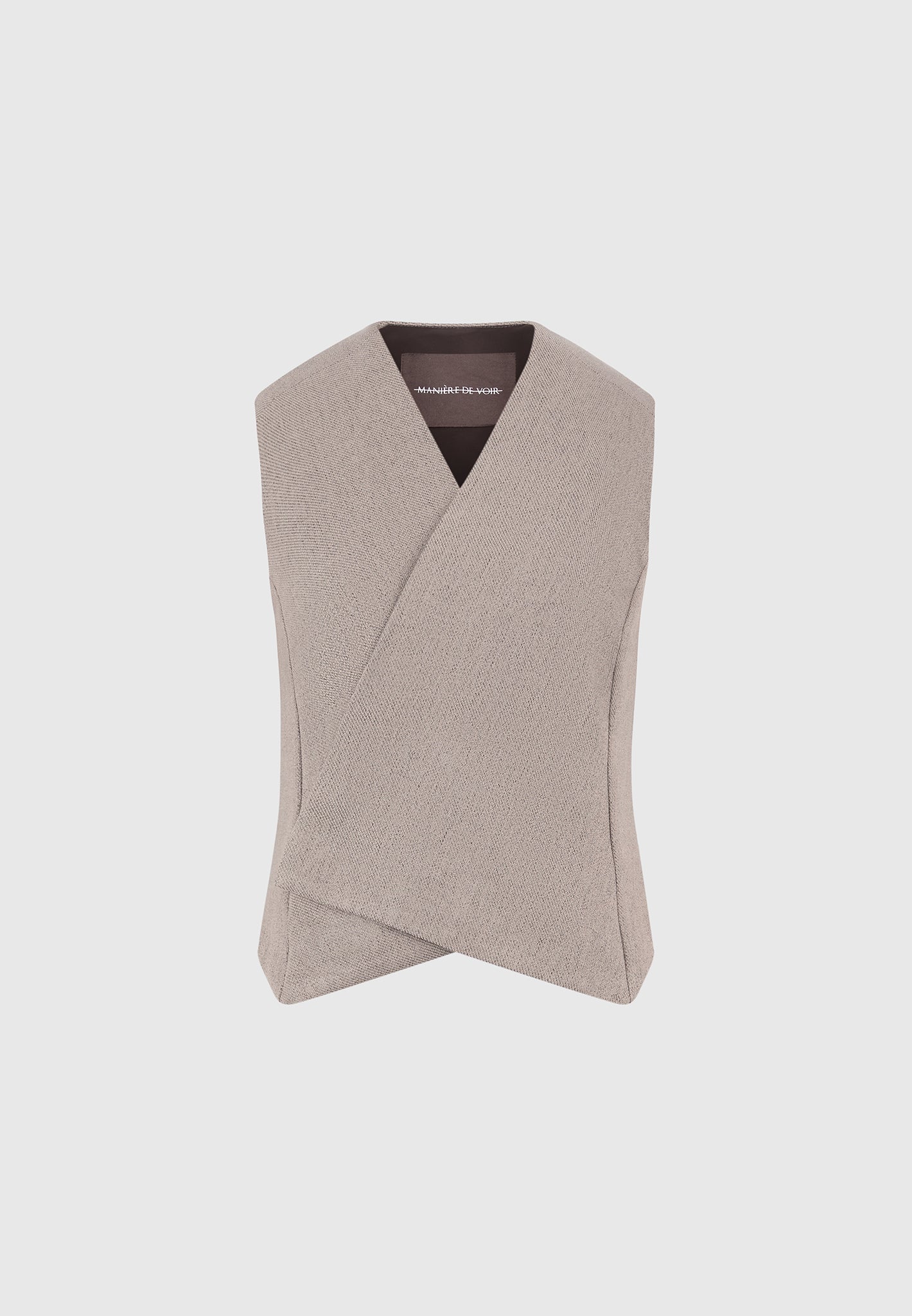 Laurence - Textured Tailored Wrap Waistcoat - Taupe