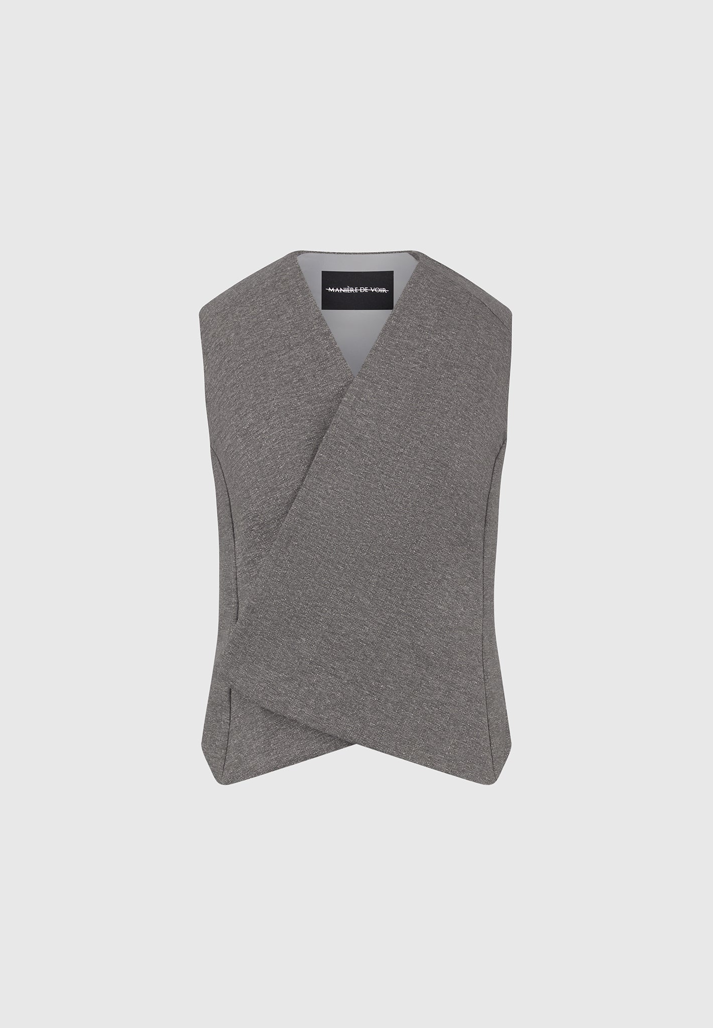 Laurence - Textured Tailored Wrap Waistcoat - Grey Marl