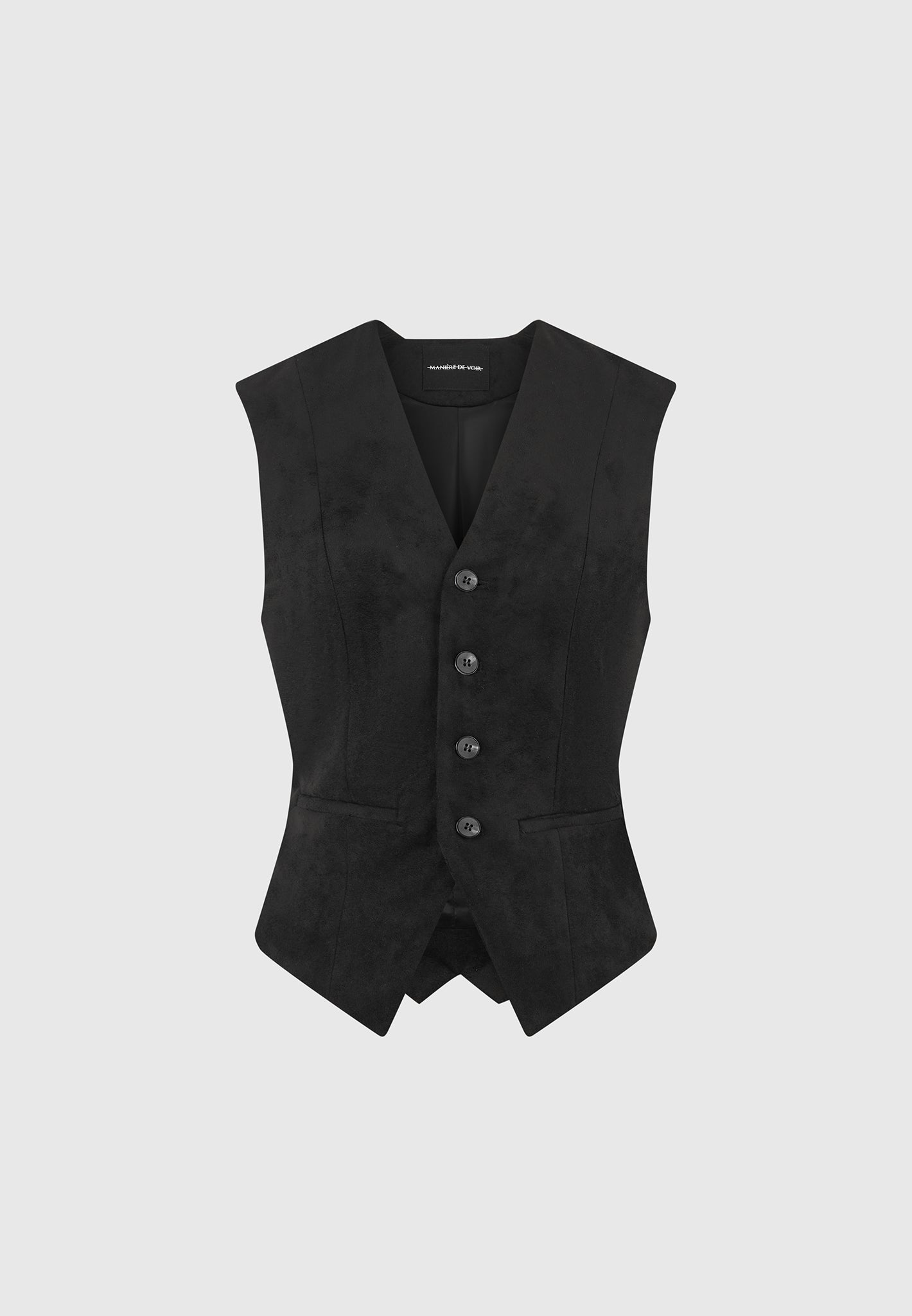 Christine - Suede Cinch Suit Vest - Black