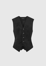 Christine - Suede Cinch Suit Vest - Black