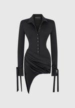 Diane - Draped Asymmetric Mini Dress - Black