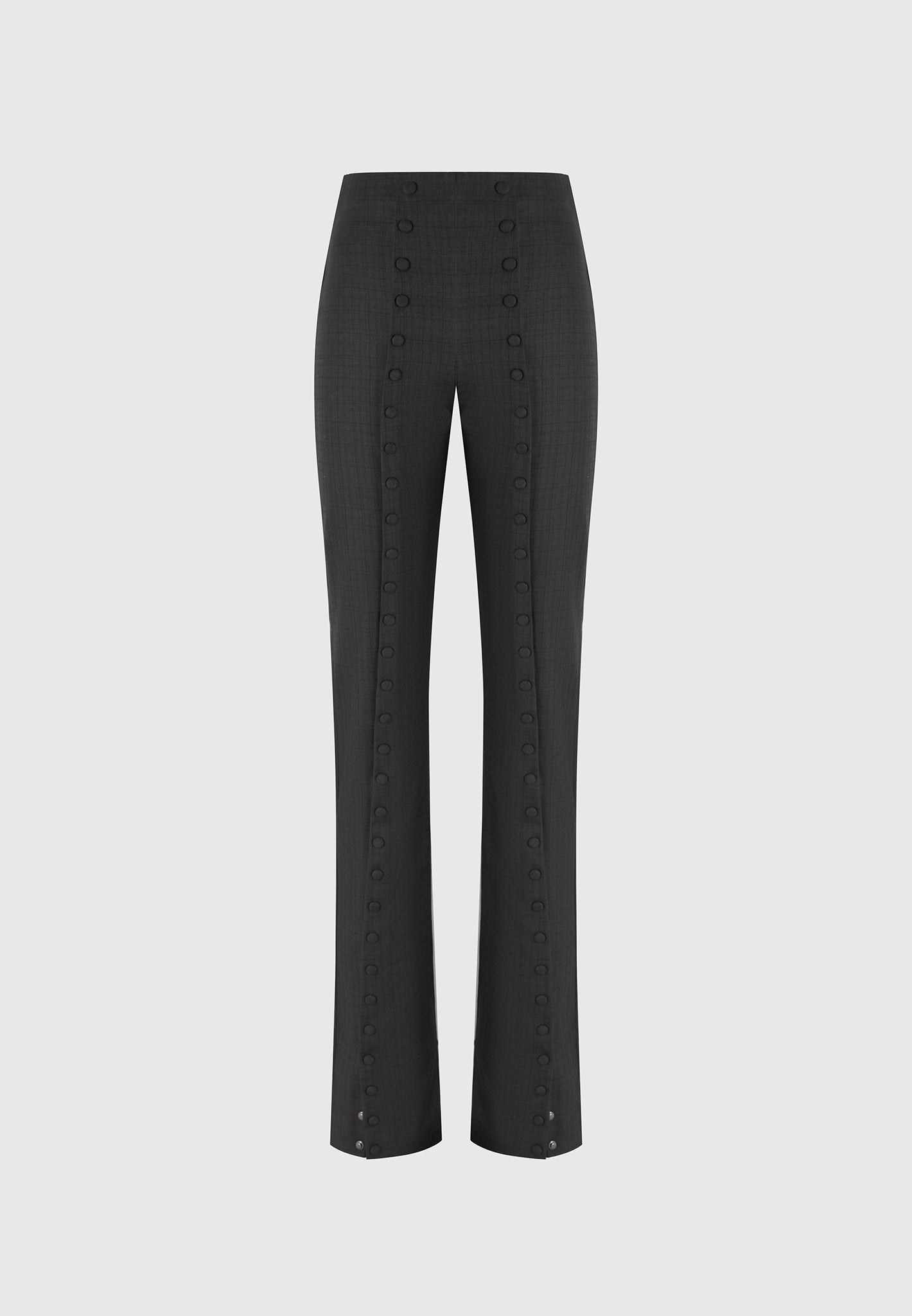 Therese - Tailored Button Detail Pants - Black