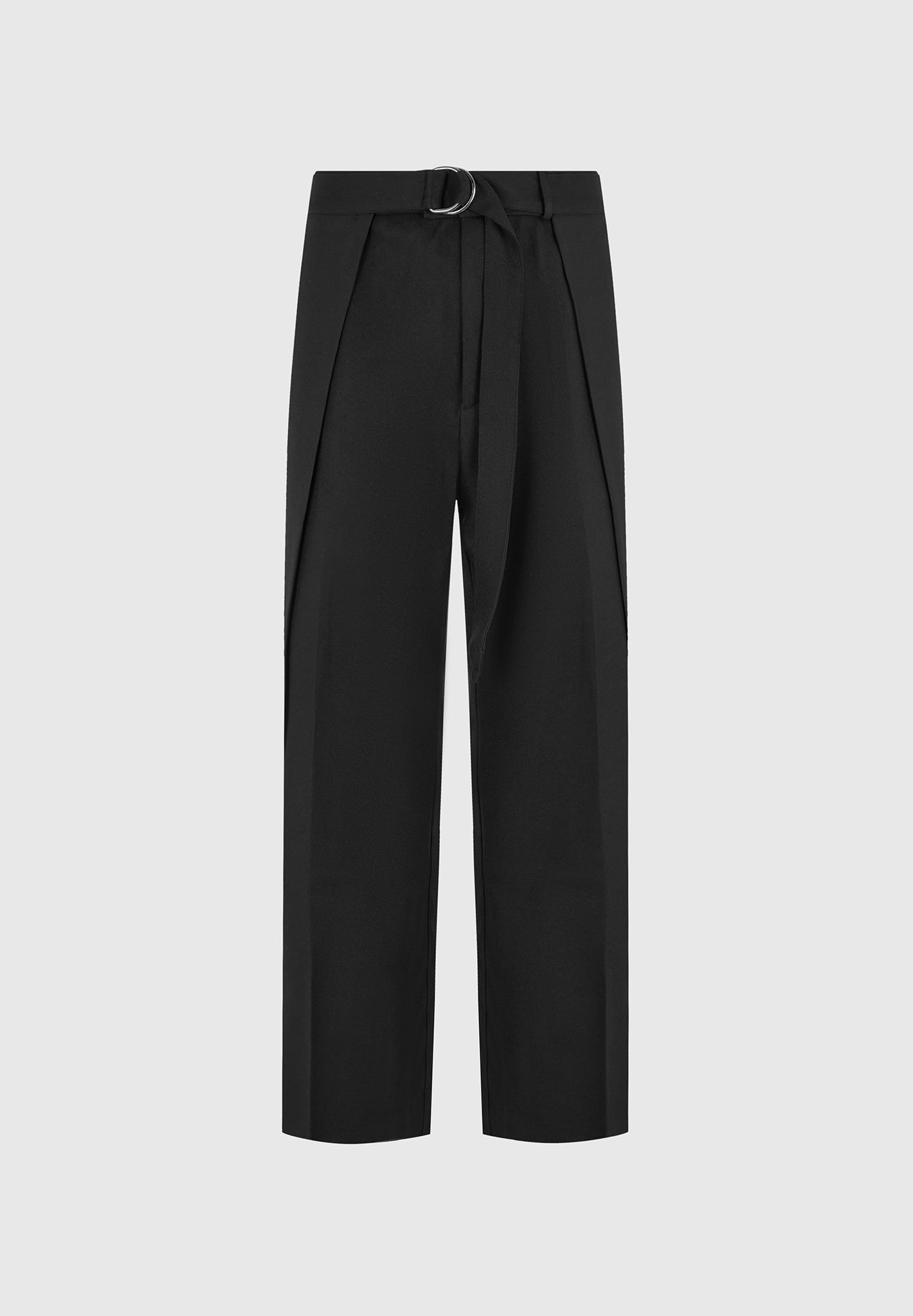 Charles - Wide Fit Wrap Leg Tailored Pants - Black