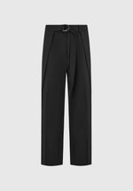 Charles - Wide Fit Wrap Leg Tailored Pants - Black