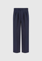 P⁠ierre - Relaxed Fit Pleated Tailored Trousers - Navy