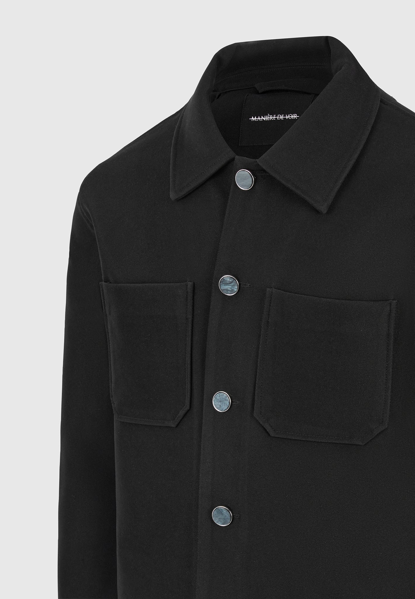 Benoit - Twill Pocket Cropped Shirt - Black