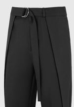 Charles - Wide Fit Wrap Leg Tailored Pants - Black