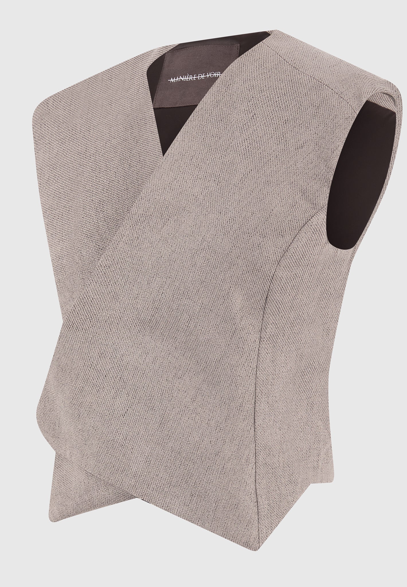 Laurence - Textured Tailored Wrap Waistcoat - Taupe