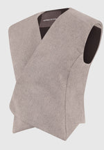 Laurence - Textured Tailored Wrap Waistcoat - Taupe