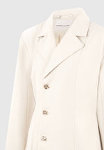Nicole - Tailored Cinch Blazer Dress with Pleats - Cream/Beige