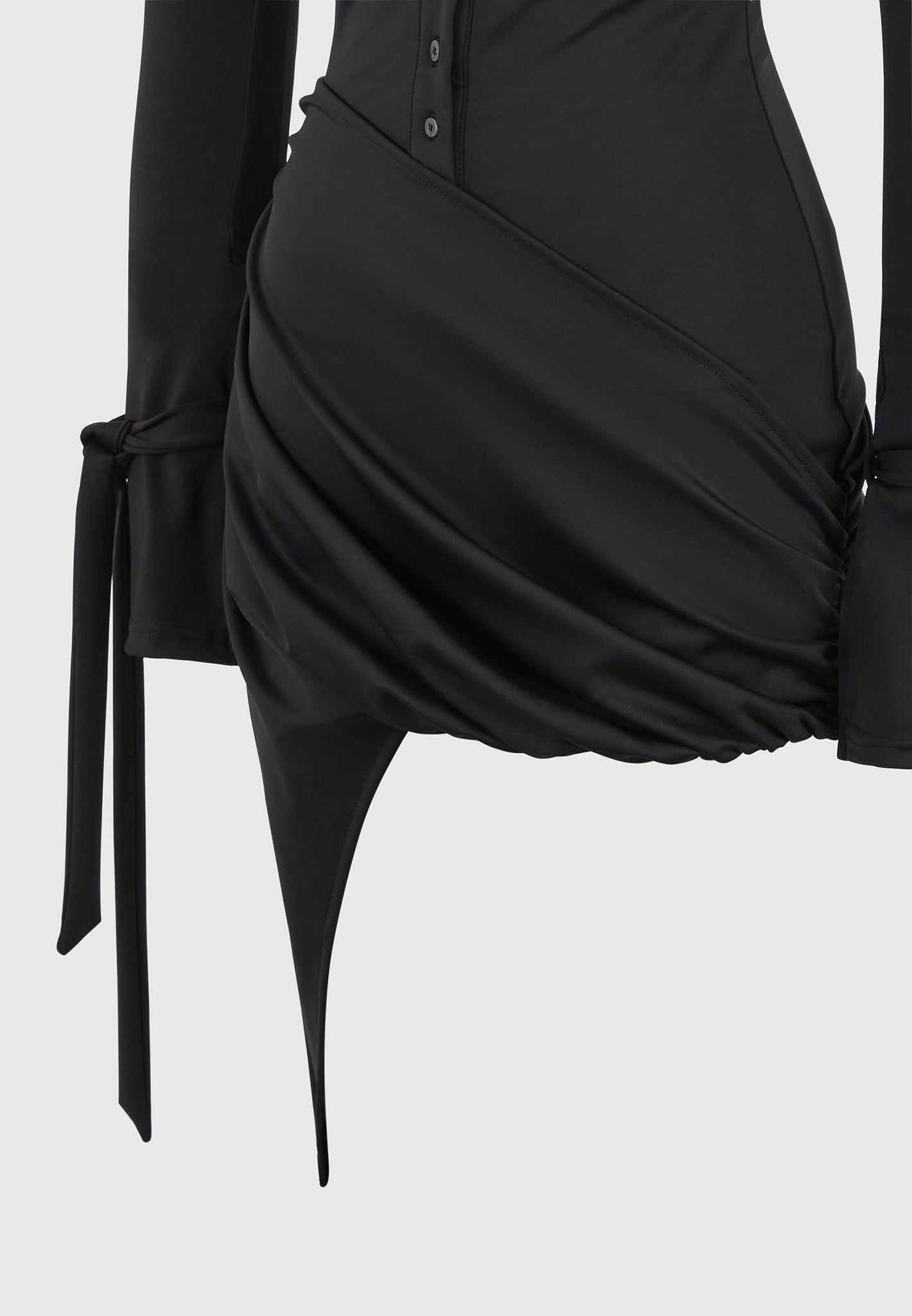 Diane - Draped Asymmetric Mini Dress - Black