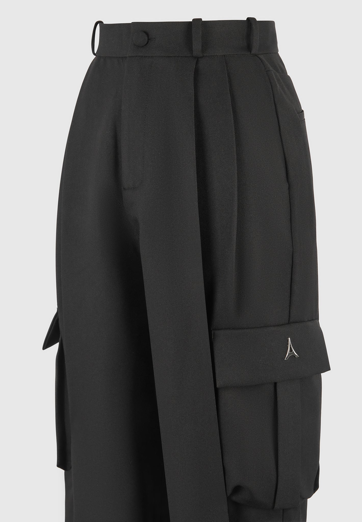 Danielle - Tailored Pleated Cargo Trousers - Black