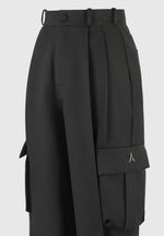 Danielle - Tailored Pleated Cargo Trousers - Black