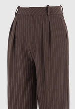 Julie - Pinstripe Twin Pleat Tailored Trousers - Brown