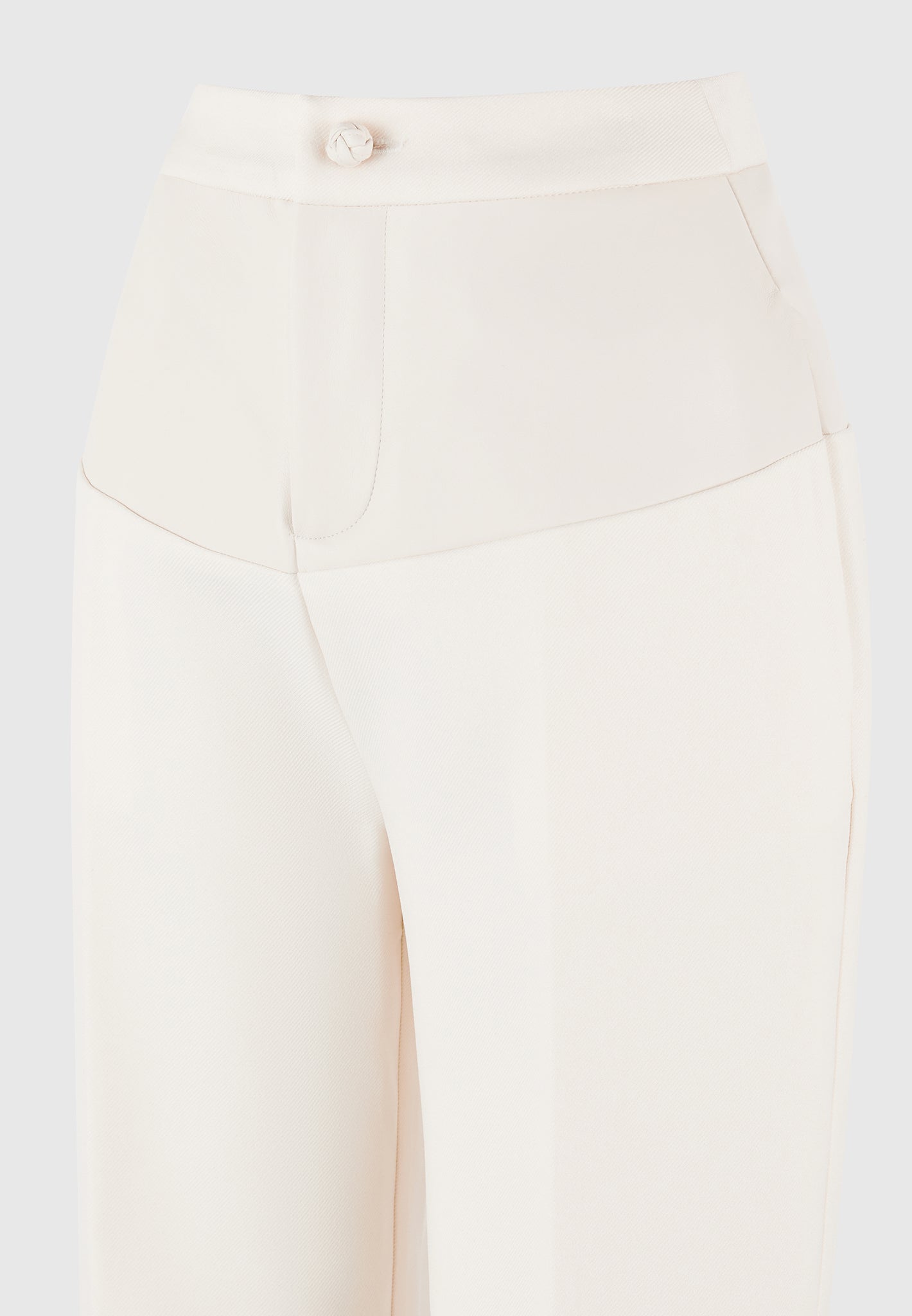Blanche - Leather Panel Tailored Pants - Off White
