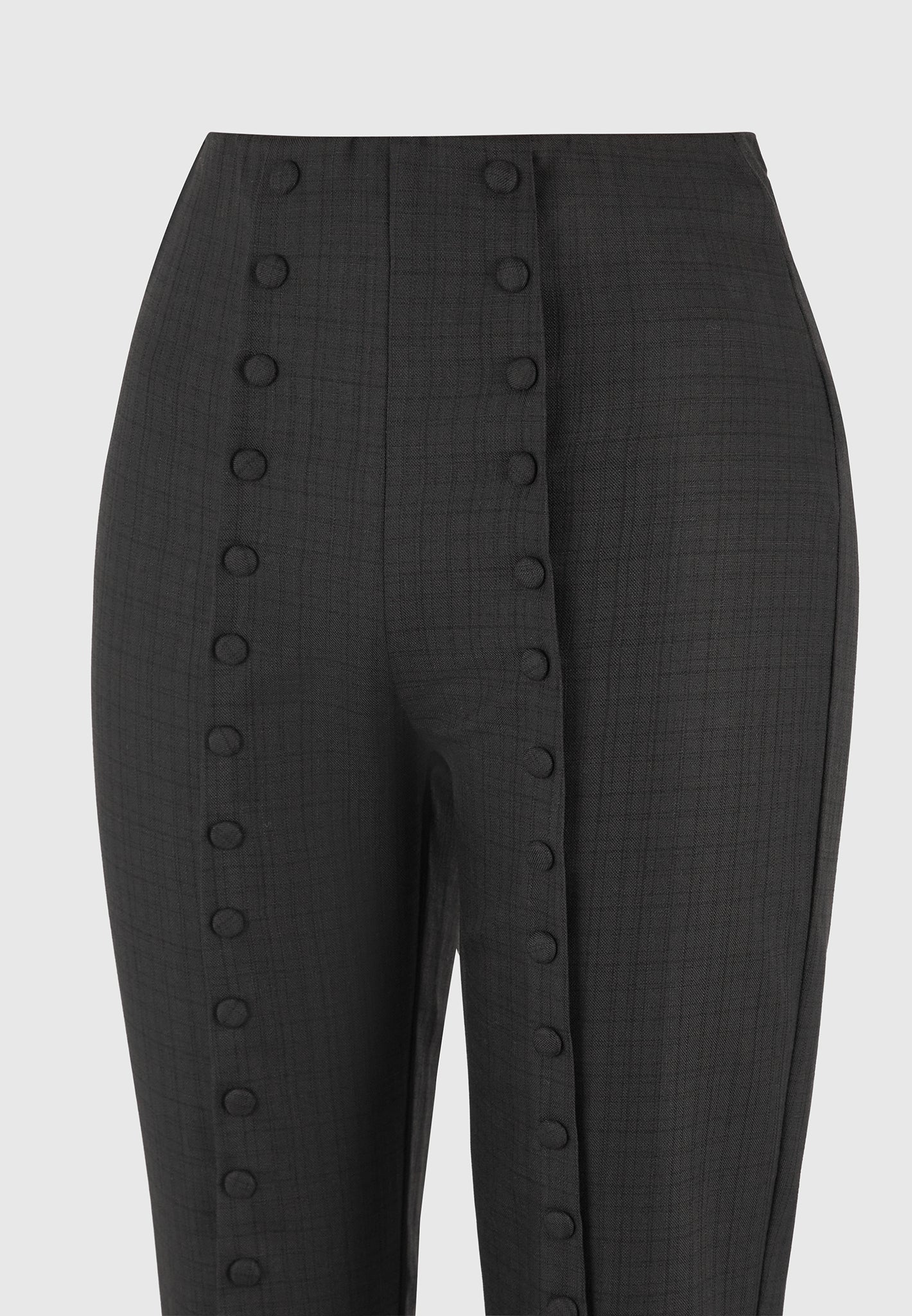 Therese - Tailored Button Detail Pants - Black