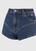 Lore - Contour Denim Mini Shorts - Indigo