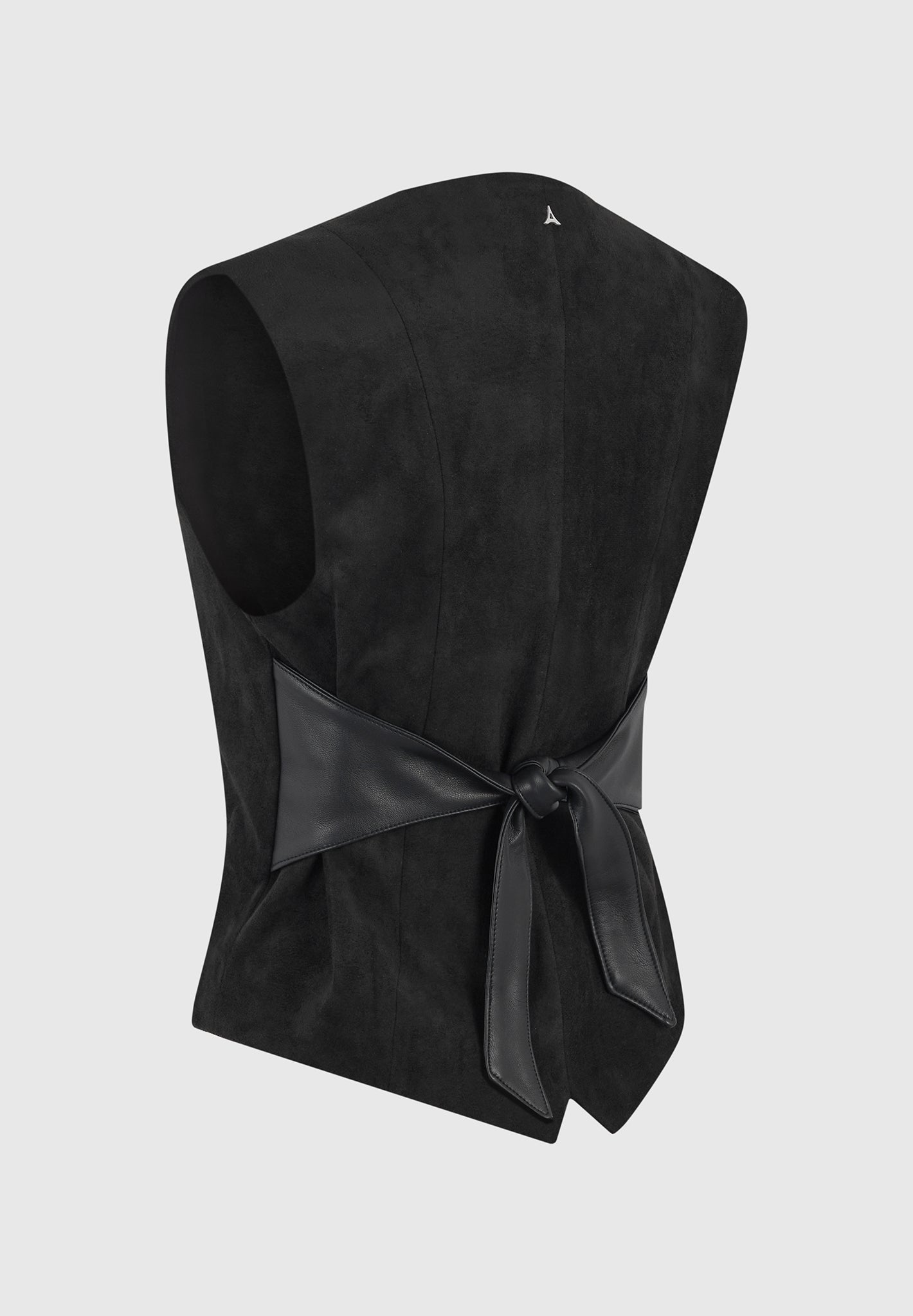 Christine - Suede Cinch Suit Vest - Black