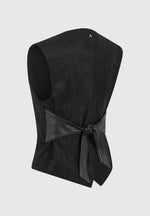 Christine - Suede Cinch Suit Vest - Black
