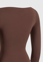 BS003 - Boat Neck Bodysuit - Brown