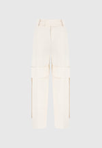 Isabelle - Tailored Belted Strap Detail Pants - Off White