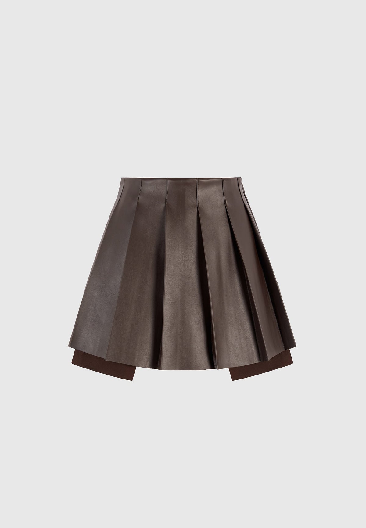 juliette-leather-pleated-skort-brown