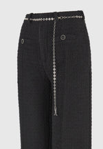 Nathalie - Tweed Pants with Belt - Black