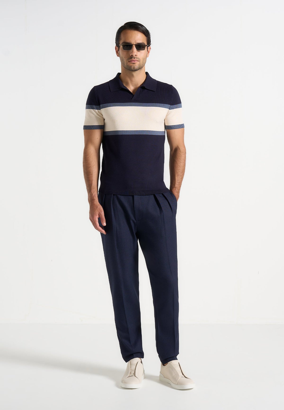 H⁠ubert - Slim Fit Tailored Trousers - Navy
