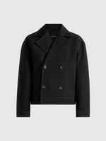 Mika - Unisex Tailored Double Breasted Jacket With Contrast Stitch - Black