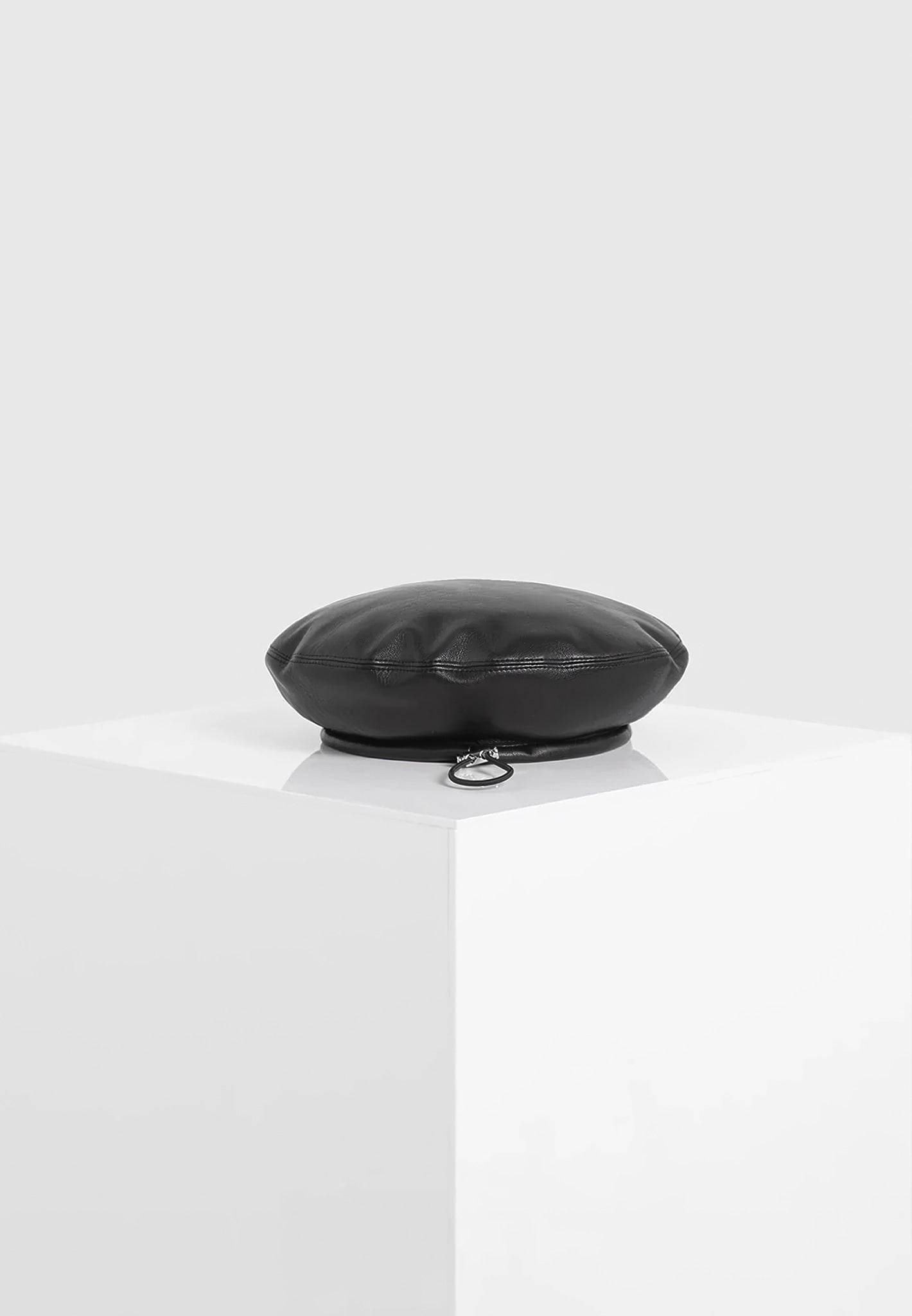 Anya - Leather Beret - Black