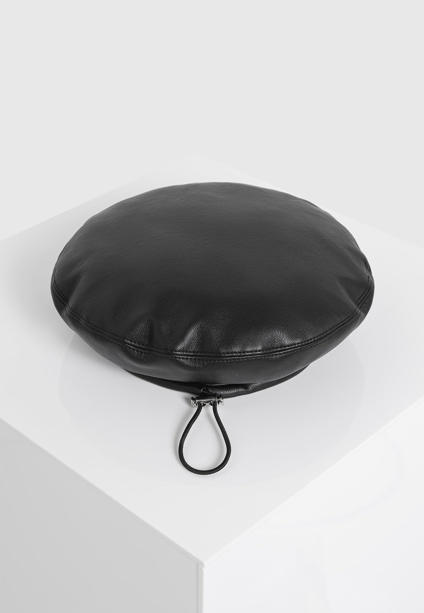 Anya - Leather Beret - Black