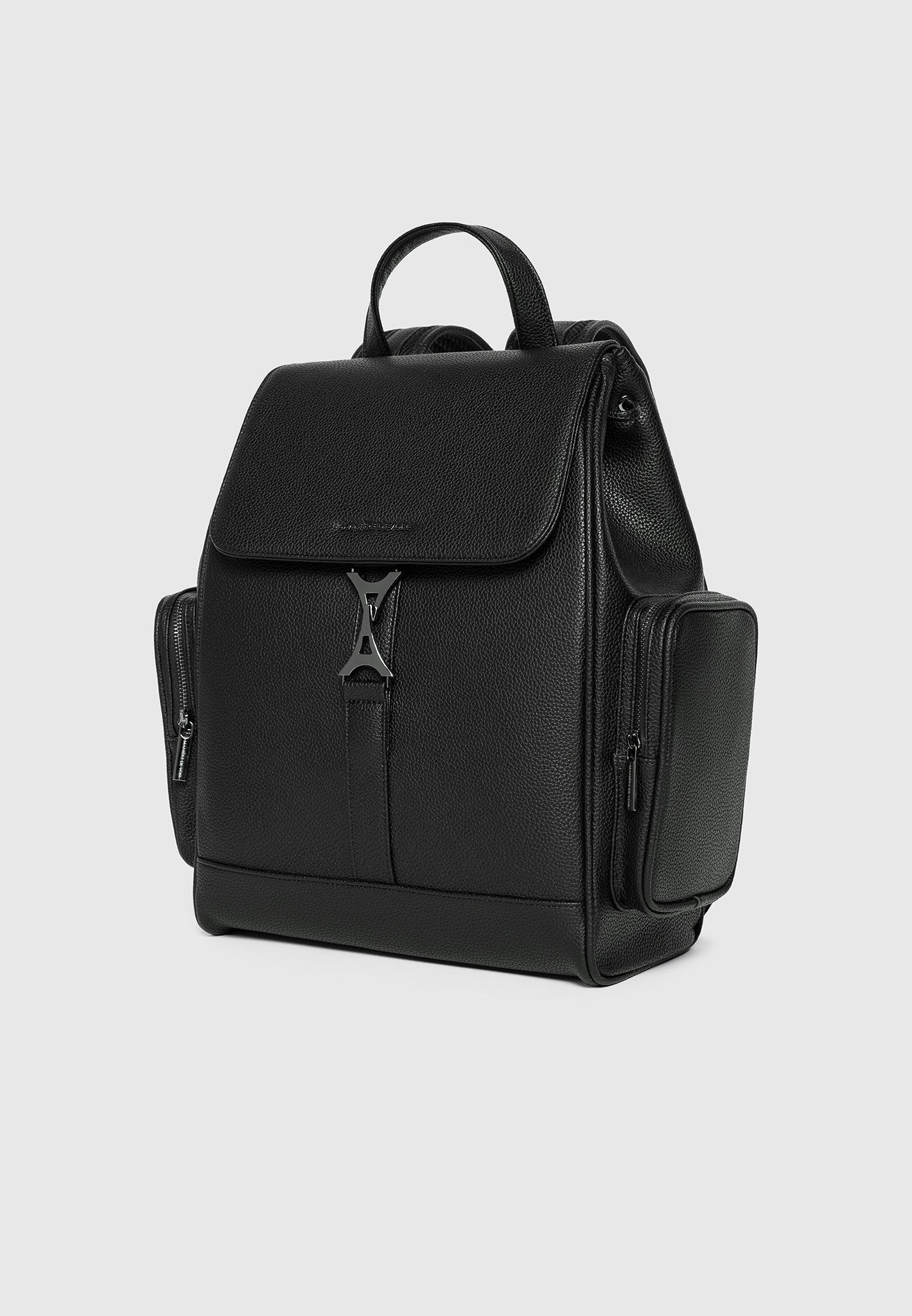 maloe-pebbled-leather-eiffel-clasp-backpack-black