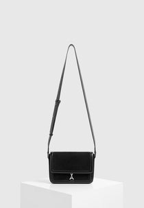AC003 - Suede & Leather Crossbody Bag - Black
