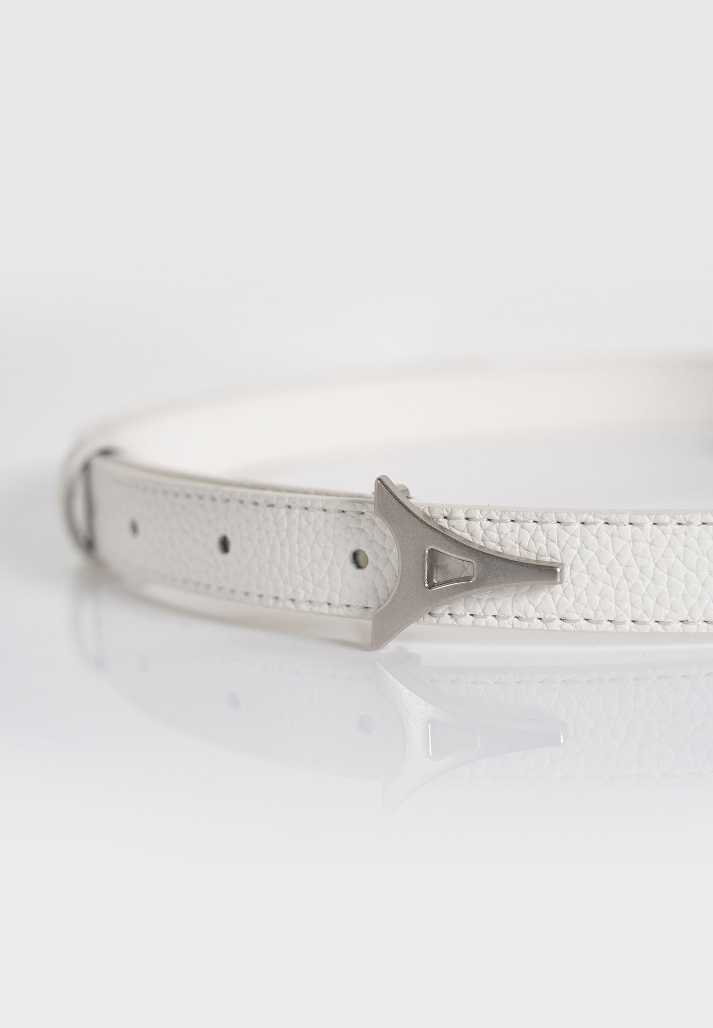 Leonie - Eiffel Slim Leather Belt - White