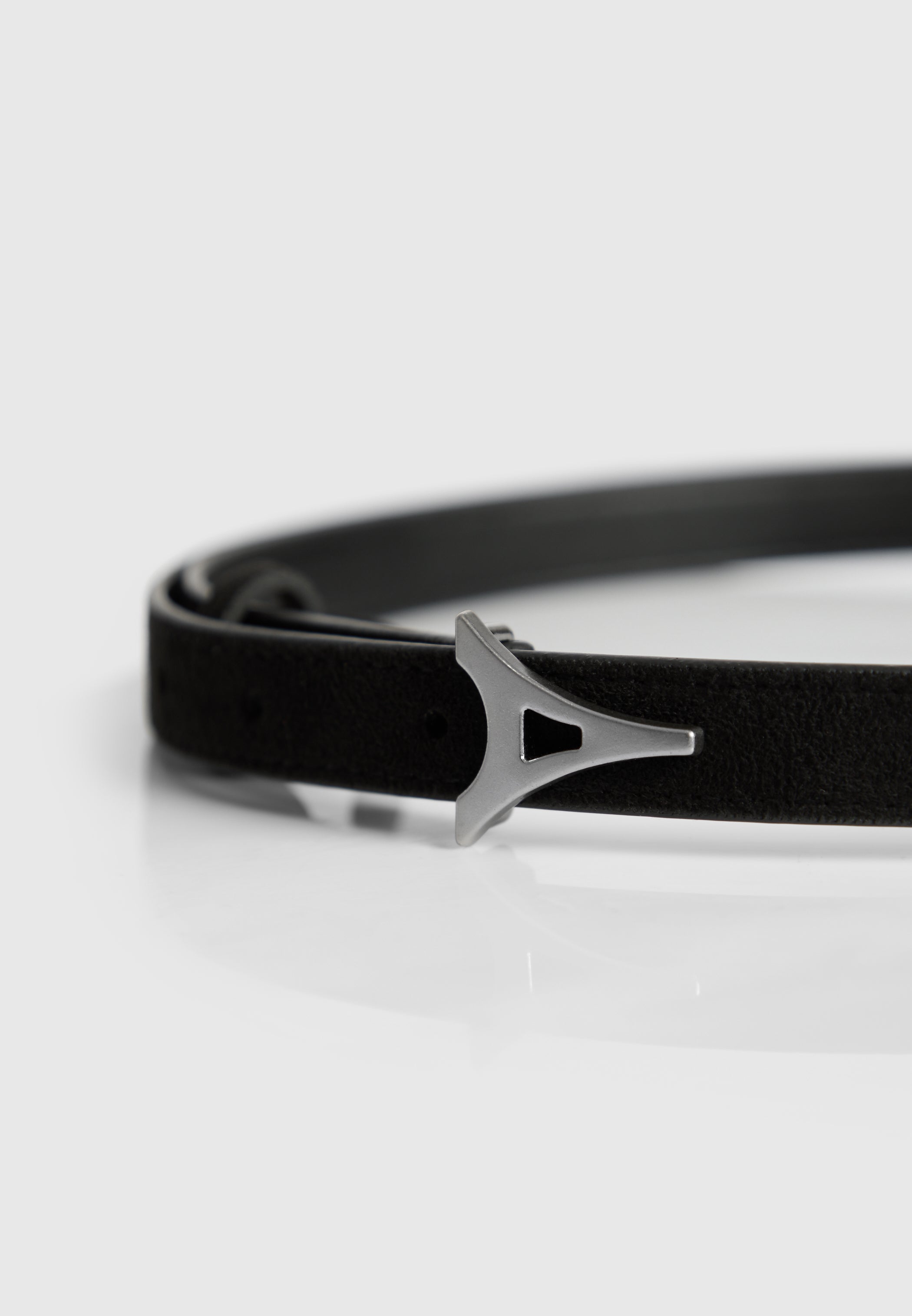 Leonie - Eiffel Slim Suede Belt - Black/Silver
