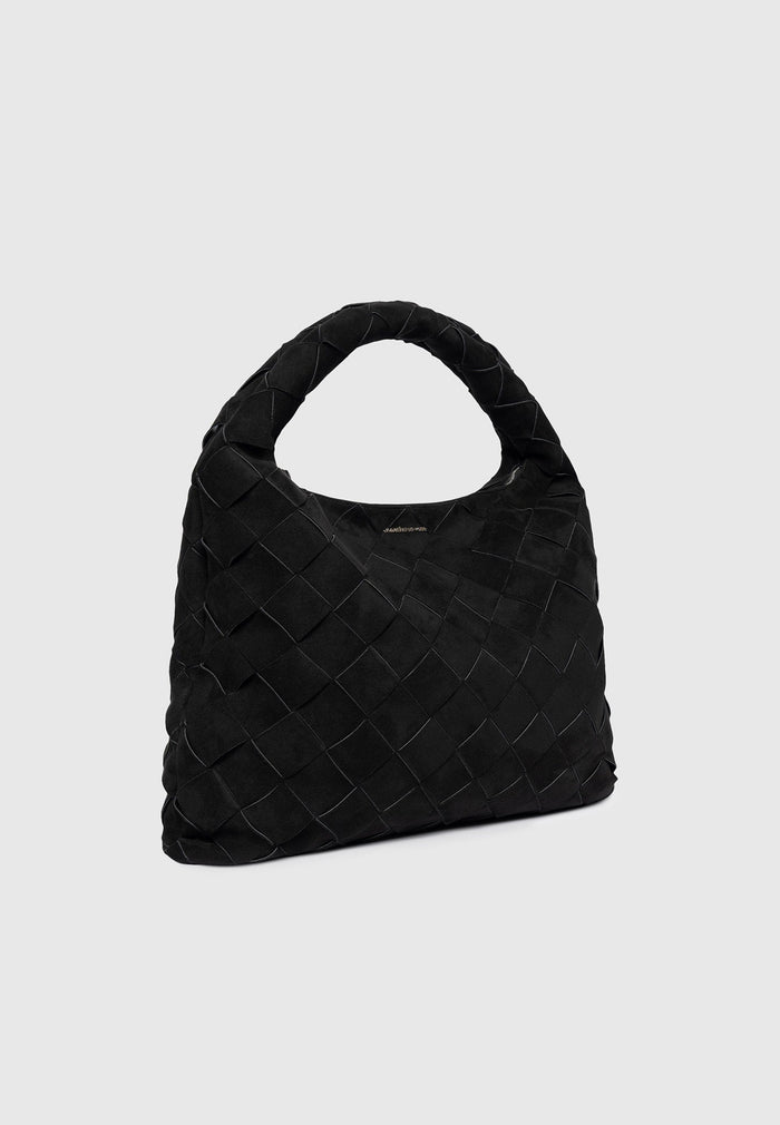 Aubin - Suede Woven Hobo Bag - Black