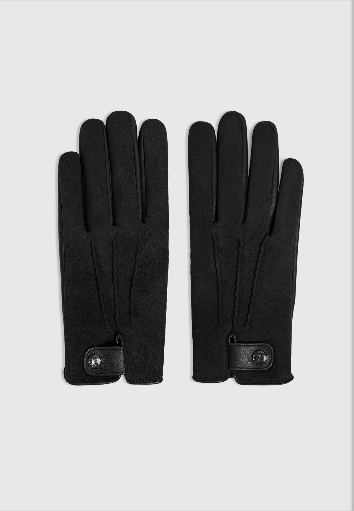 Mario - Suede & Leather Gloves - Black